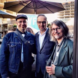Jaimz Asmundson (Programming Director, Winnipeg Cinematheque), John Paizs (Director "Crime Wave") and Steve Gravestock (Senior Programmer, TIFF) 