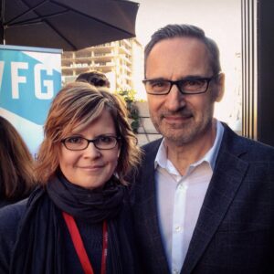 Cecilia Araneda (Executive Director, Winnipeg Film Group) and John Paizs (Director "Crime Wave")